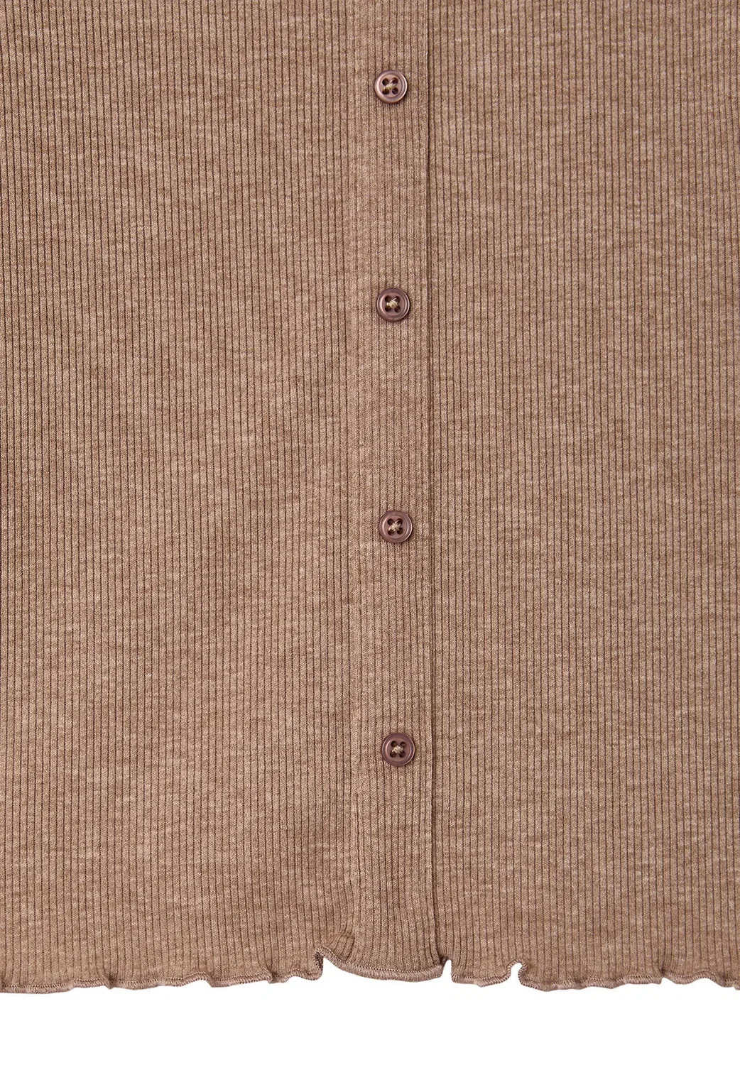 Langarmshirt aus ripp mädchen, zierknopfleiste - топ с длинными рукавами Vertbaudet, Taupe — фото 3