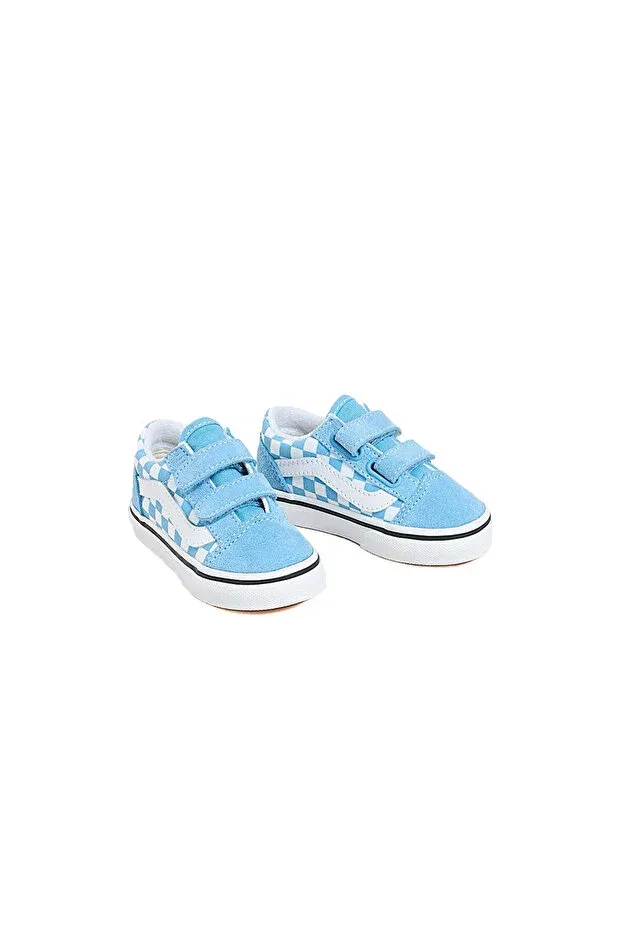 Детские кроссовки для девочек с принтом Old skool Vans, Blue Dama — фото 3
