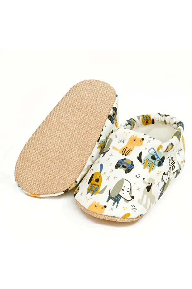 Детские пинетки для девочек с принтом Anti-Slip sole bird patterned baby booties Ella Bonna, Dog 2 — фото 3