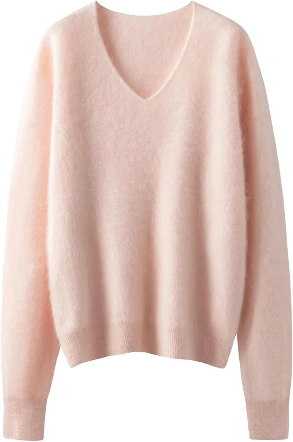 Женский пуловер с V-образным вырезом, с длинным рукавом, Cashmere Soft, розовый