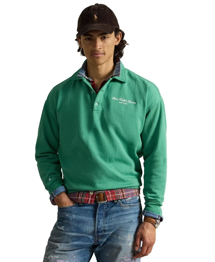 Свитшот с воротником и вышивкой New York Polo Ralph Lauren, Raft Green