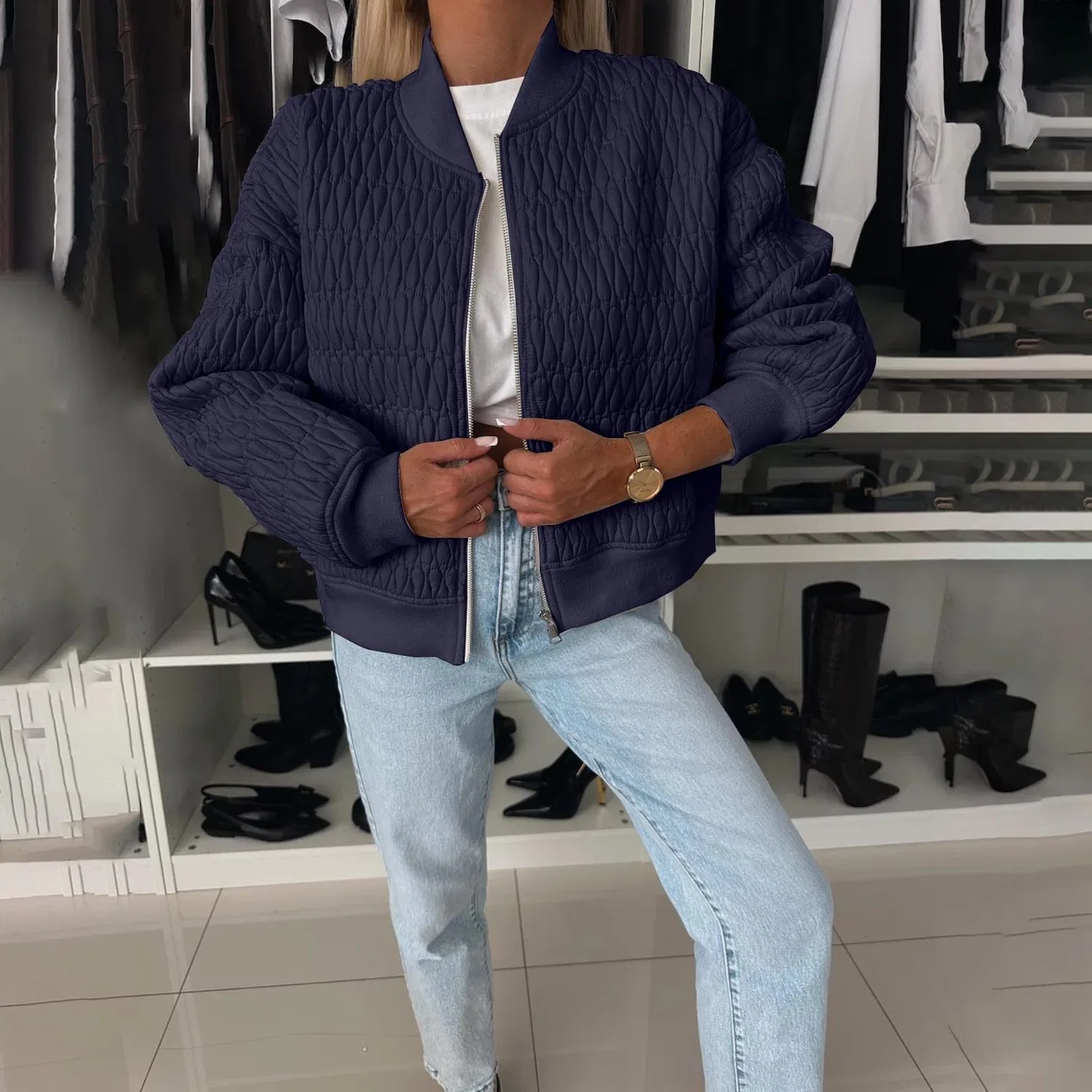 Женская куртка с длинным рукавом Donna Autunno Moda, Blu — фото 3