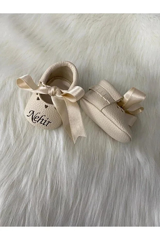 Детские мокасины для девочек из искусственной кожи Betülün Diktikleri, Nude Color — фото 2