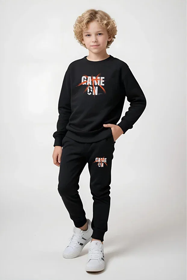 Детский спортивный комплект для мальчиков с принтом Panios Kids, Smoked-Black Navy Blue — фото 3