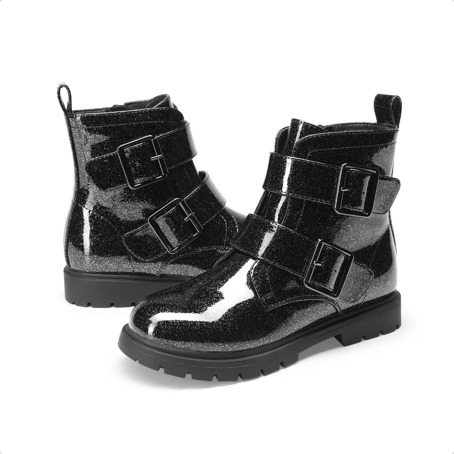 Детские ботинки для девочек на щиколотке с пряжками DREAM PAIRS, Black — фото 4
