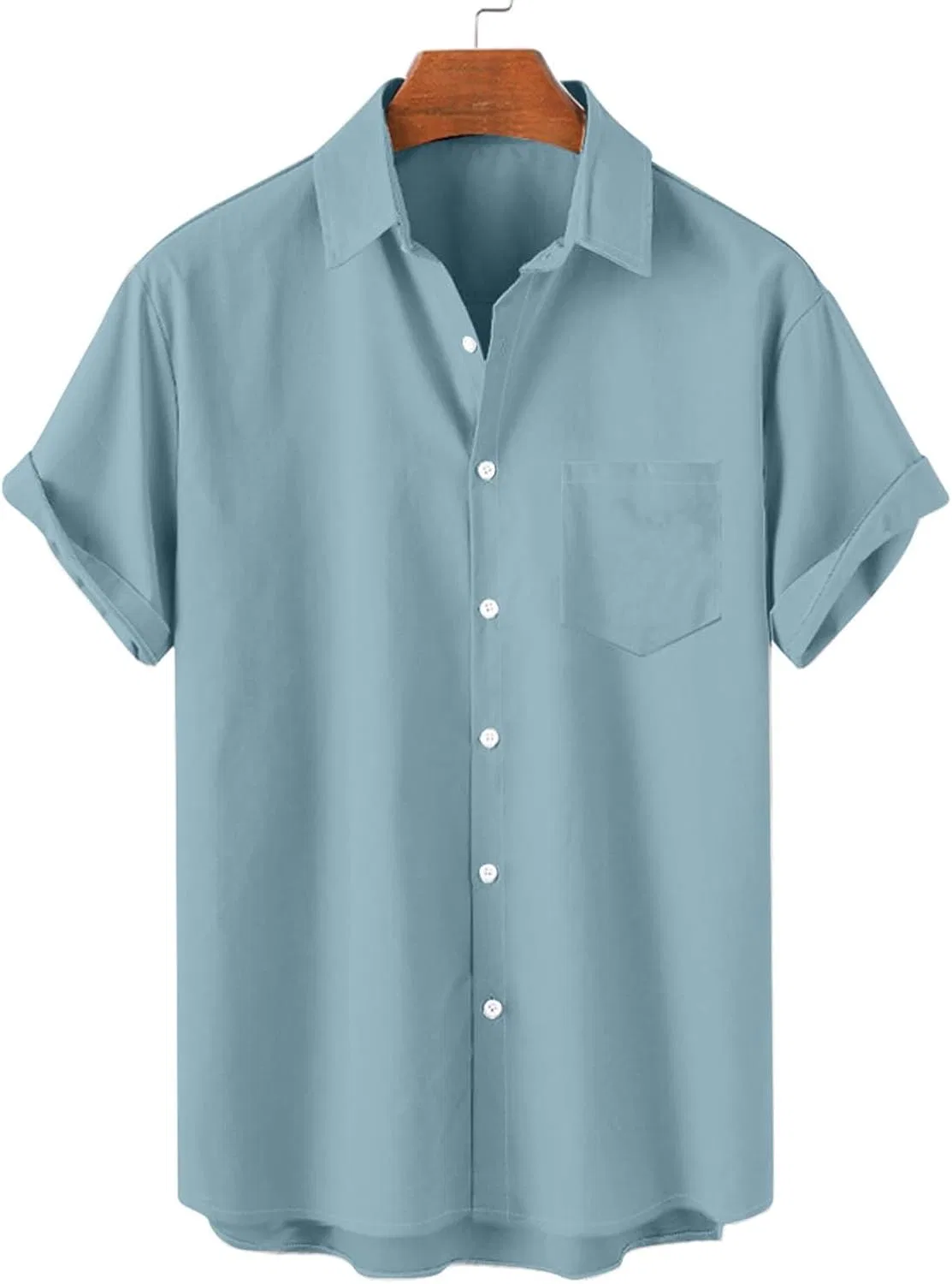 Мужская свободная пляжная рубашка с коротким рукавом Generic, Sky Blue — фото 2