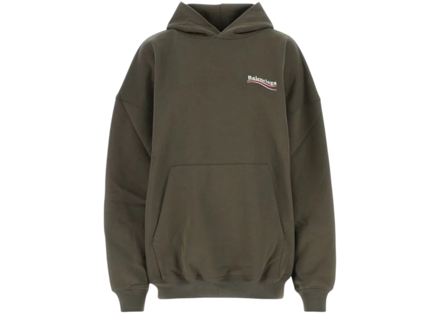 Мужское худи с вышивкой Balenciaga Campaign Logo, Military Green