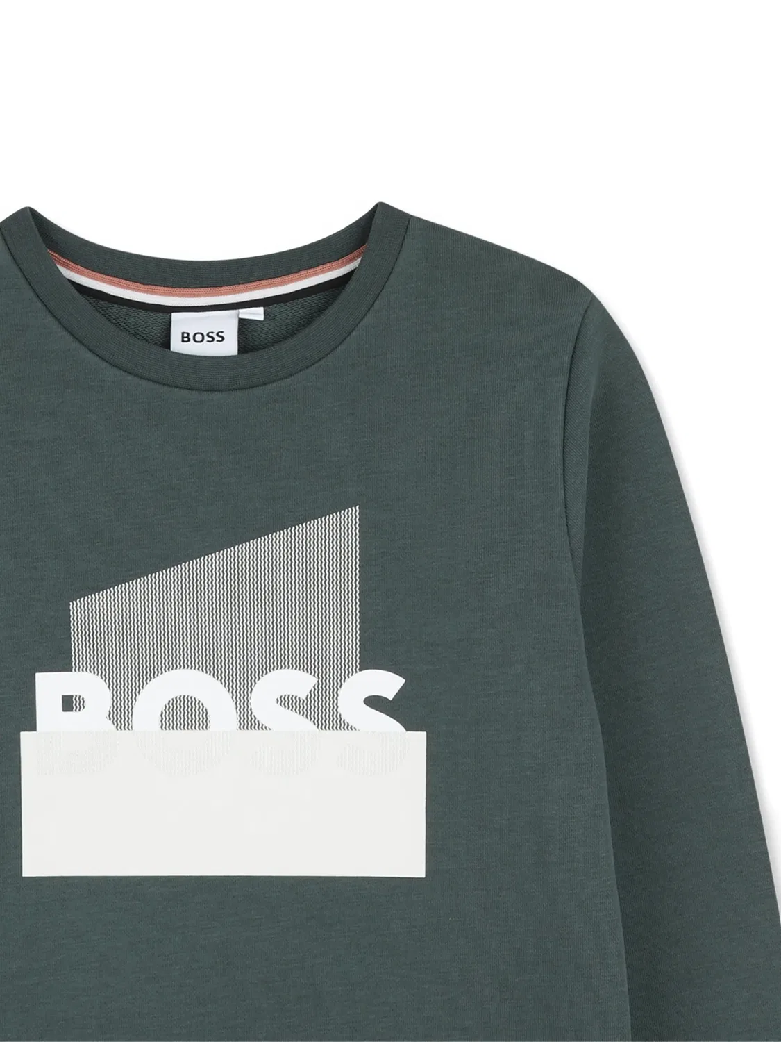 Свитшот с круглым вырезом и логотипом BOSS, зеленый — фото 2