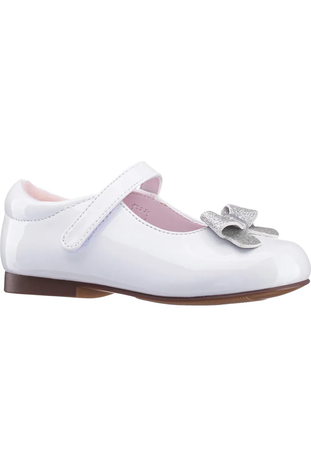 Туфли детские с бантом Emee Mary Jane Flat Nina, White Patent Glitter