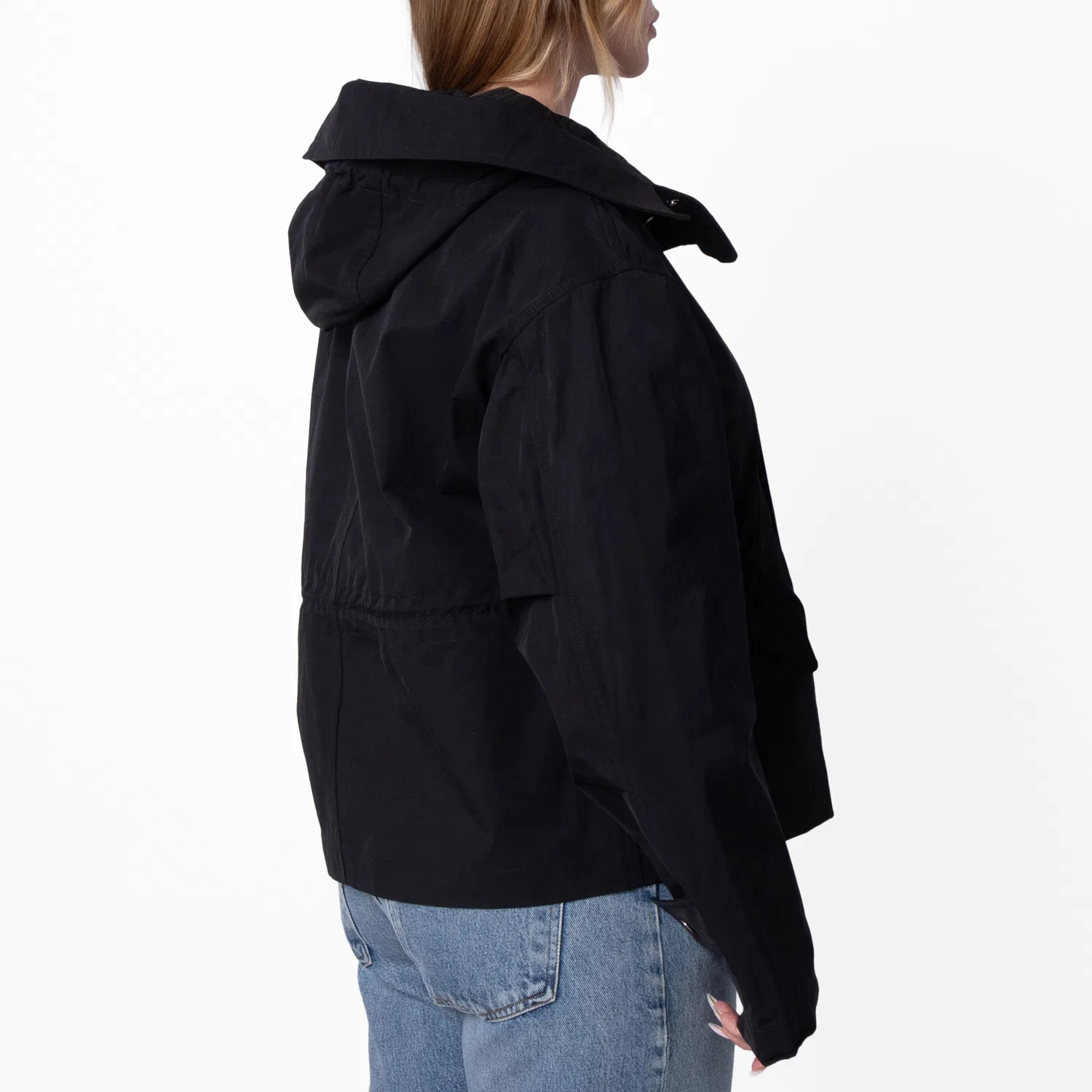 Парка с капюшоном укороченная Nylon Cotton Short Hooded Parka Burberry, Black — фото 4