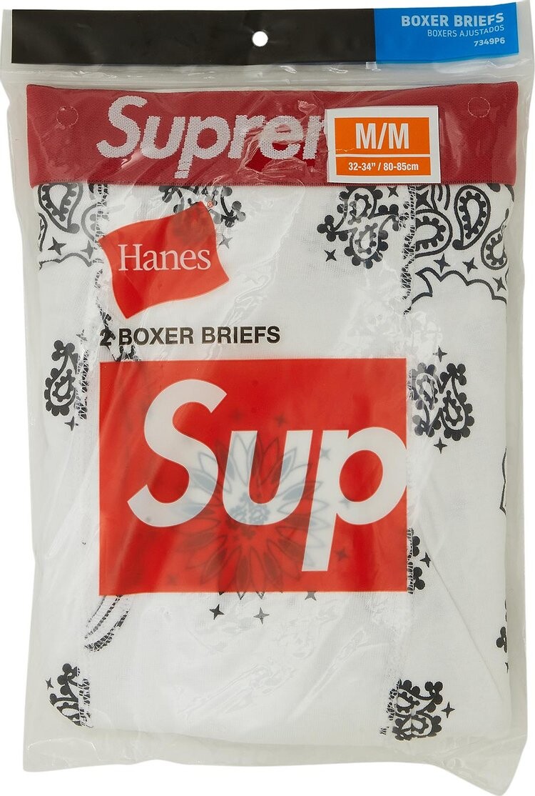 

Боксеры Supreme x Hanes Bandana Boxer Briefs (2 Pack) 'White', белый