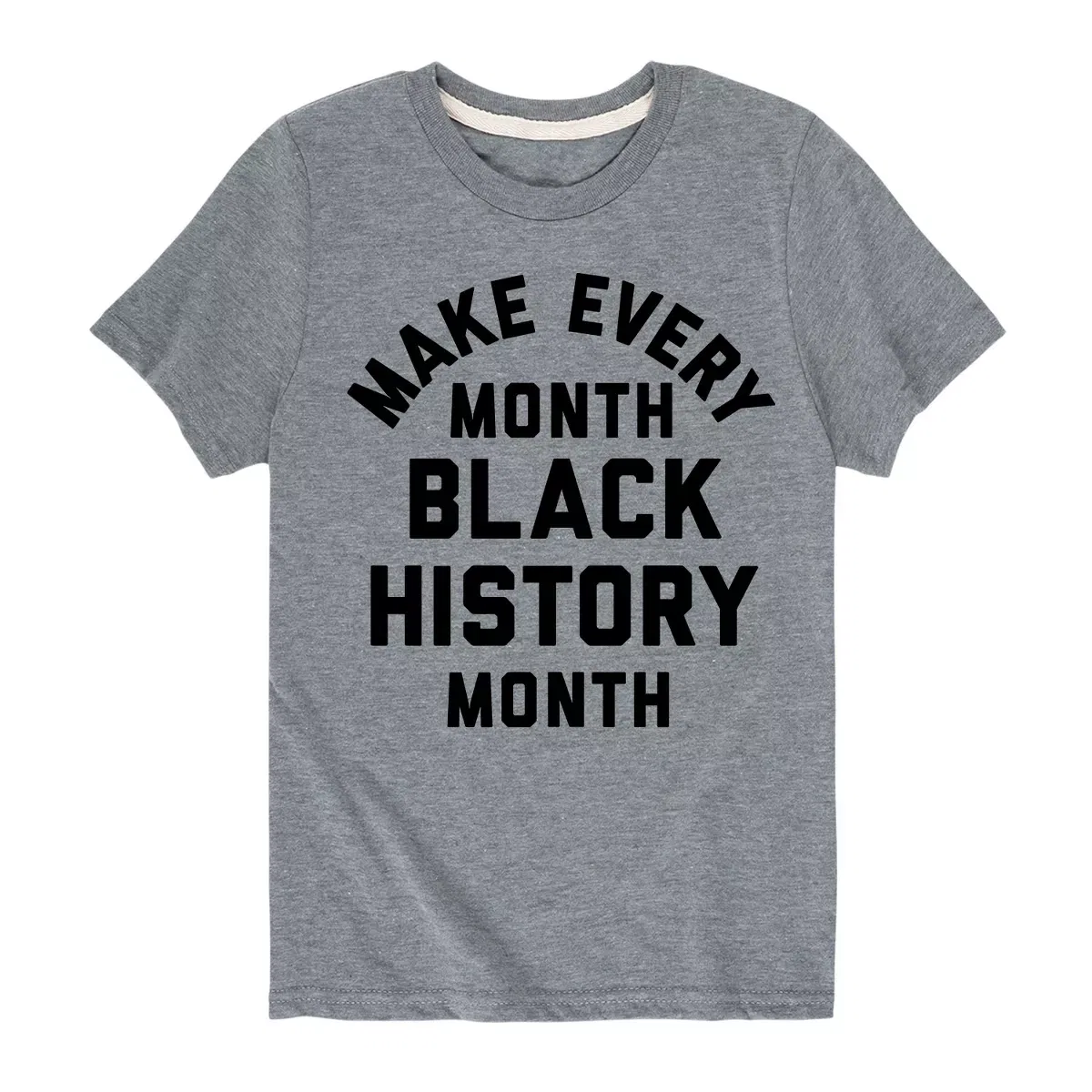 Детская футболка с коротким рукавом с принтом Make Every Month Black History Month Instant Message, Heather Grey