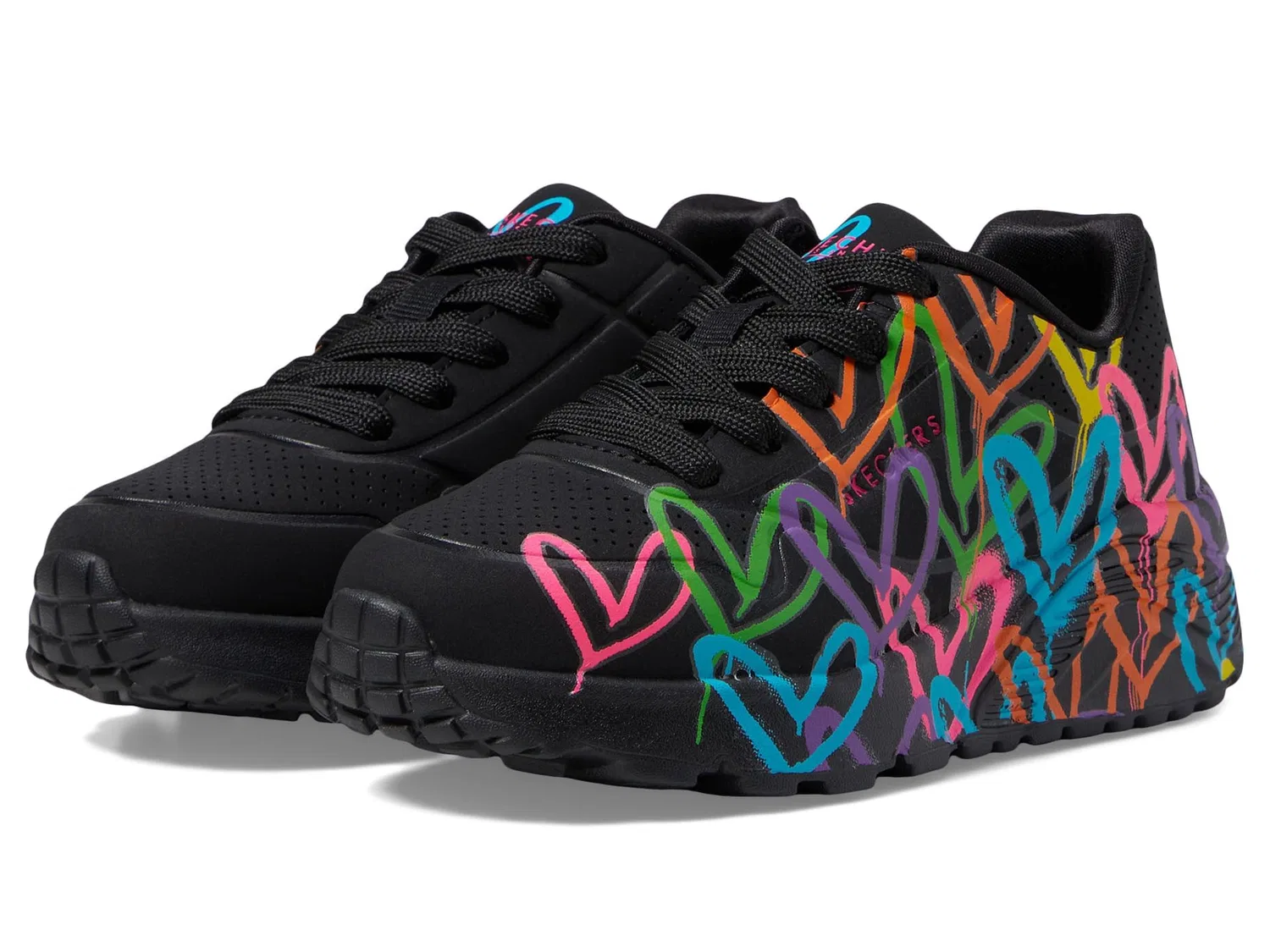 Детские кроссовки для девочек с принтом Uno Lite-Spreading Love Skechers, Black Multicolor