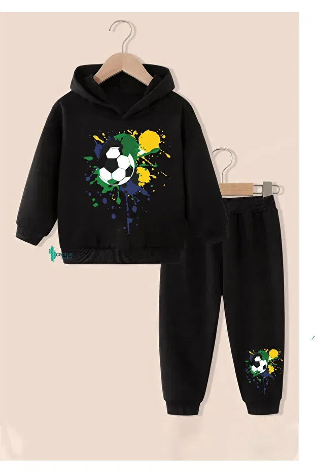 Детский спортивный комплект для девочек с принтом Cactus Collection, Black