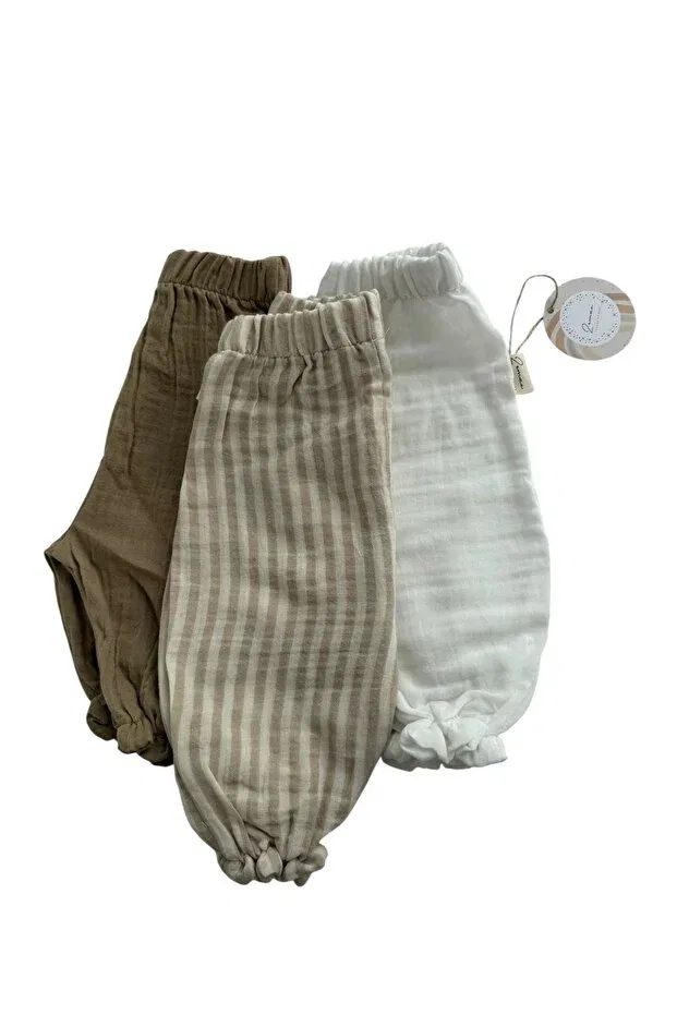 Детские брюки из муслина для девочек 100% хлопок Zemze Baby, Nude Color — фото 2