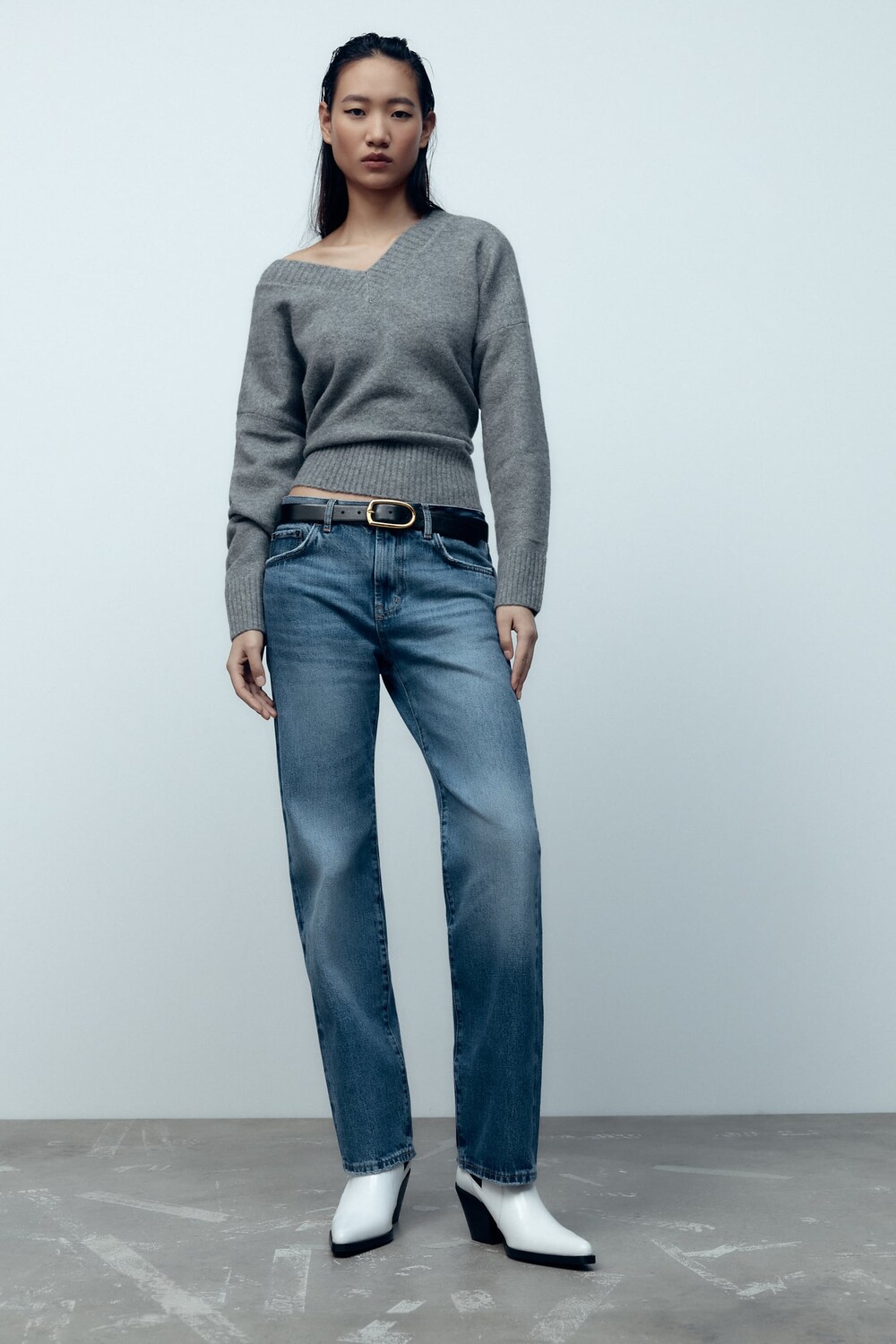

Кожаный ремень ZARA классический, черный