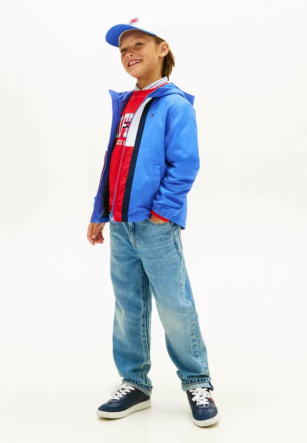 Летняя куртка с капюшоном и цветными блоками и флагом Tommy Hilfiger, Empire Blue
