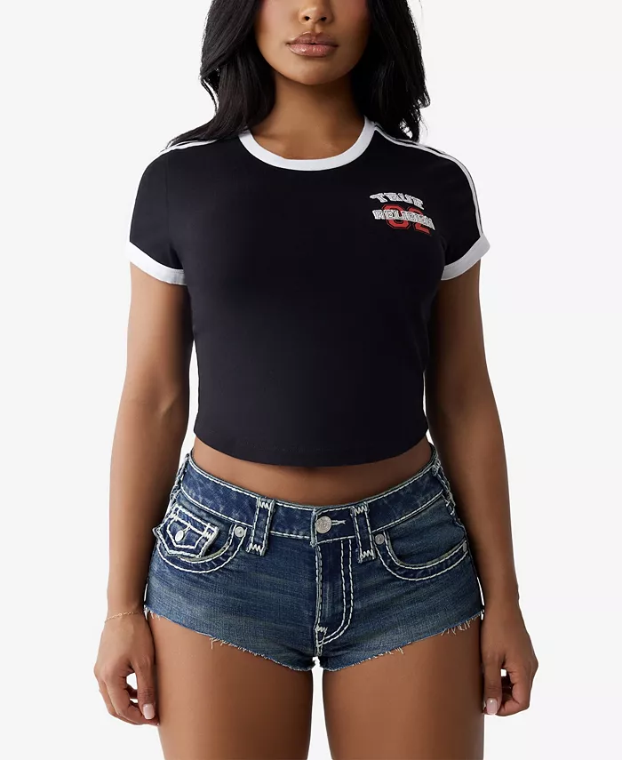 

Женская спортивная футболка с логотипом и круглым вырезом для малышей True Religion, черный