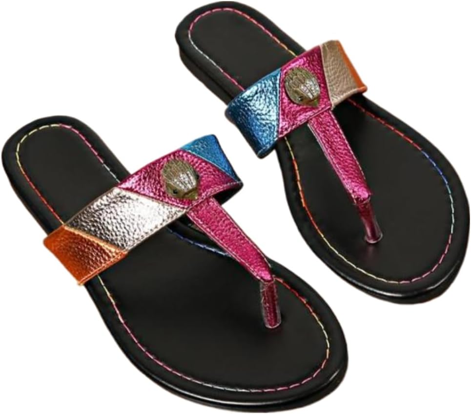 

Женские модные сандалии LokoLucx с разноцветным дизайном, шлепанцы с ремешком между пальцами, модные Y2K повседневные комфортные сандалии на плоской подошве для лета, легкая дышащая обувь для пляжа для женщин и девушек