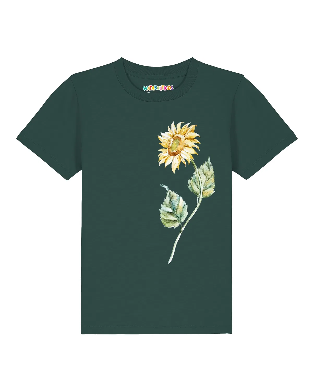 Футболка с подсолнухом Wat? Apparel, темно-зеленый — фото 2