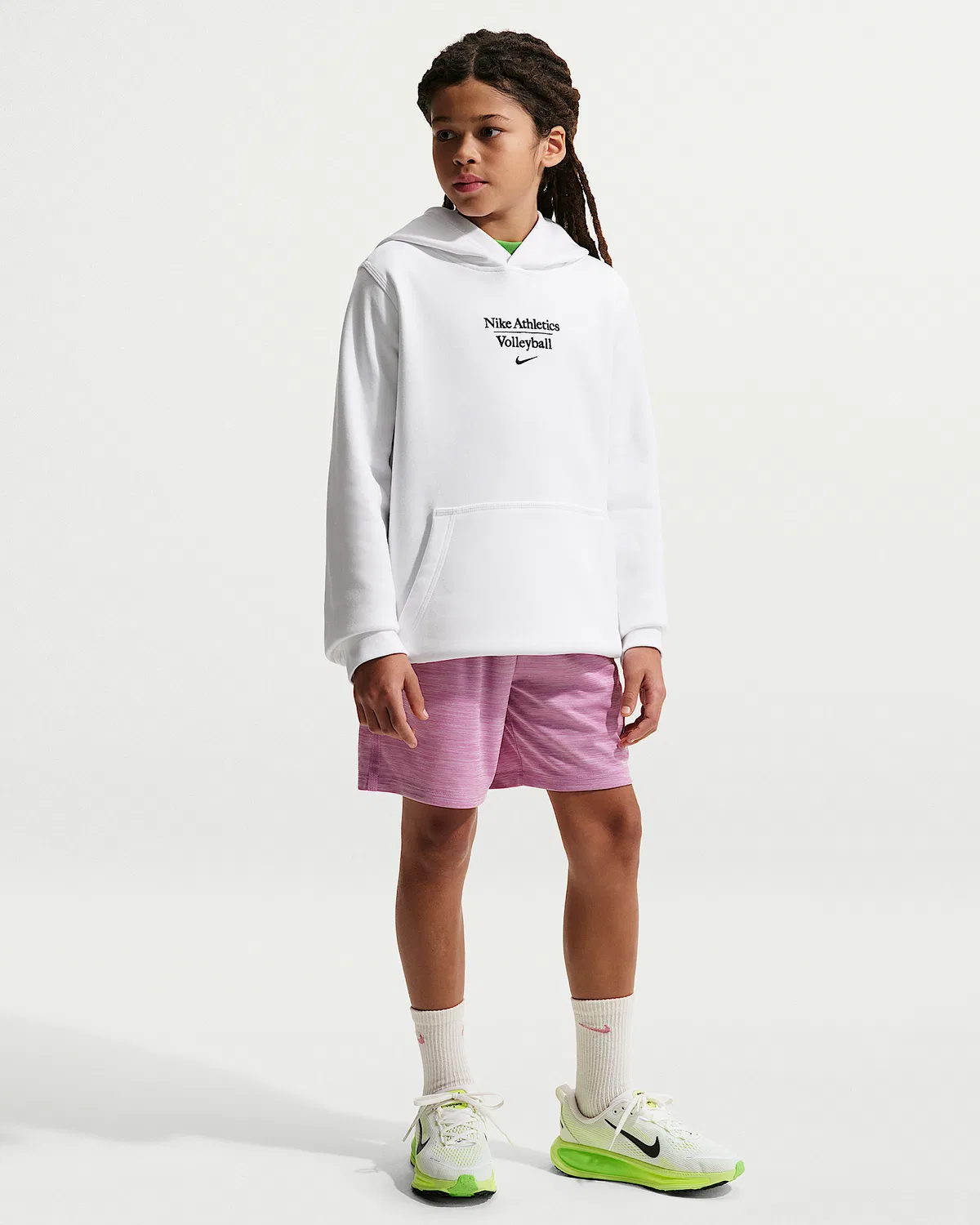 Детская толстовка Nike Volleyball Pullover Hoodie, White/Black/Black — фото 4