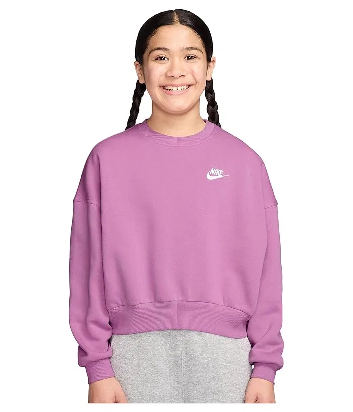 Толстовка флисовая свободный крой Sportswear Club Nike Kids, Midnight Navy/Hot Lava/Blue Crystal