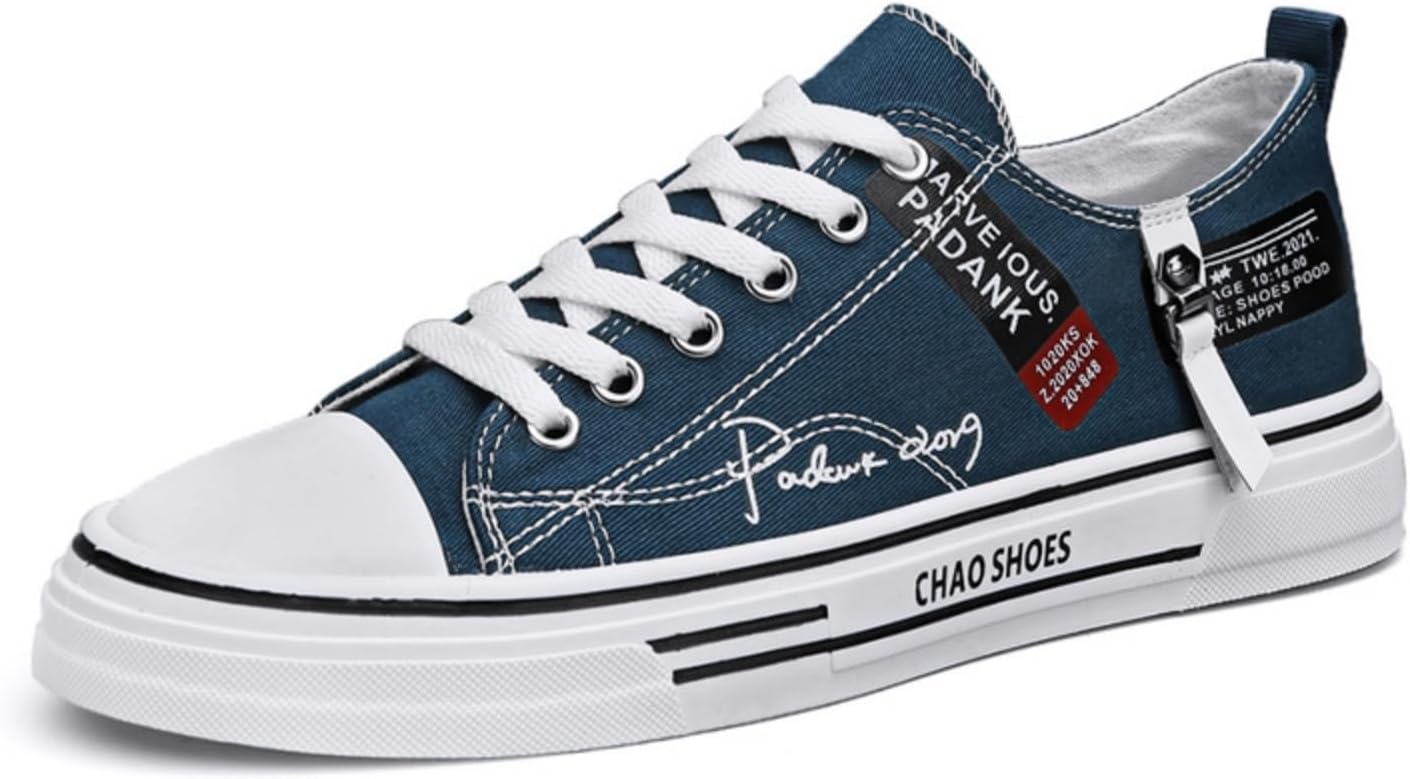 

Мужские низкие кеды из ткани, легкие и дышащие, удобные, модные повседневные и спортивные обувь для активного отдыха, подходящие для ежедневного ношения Foavt, синий