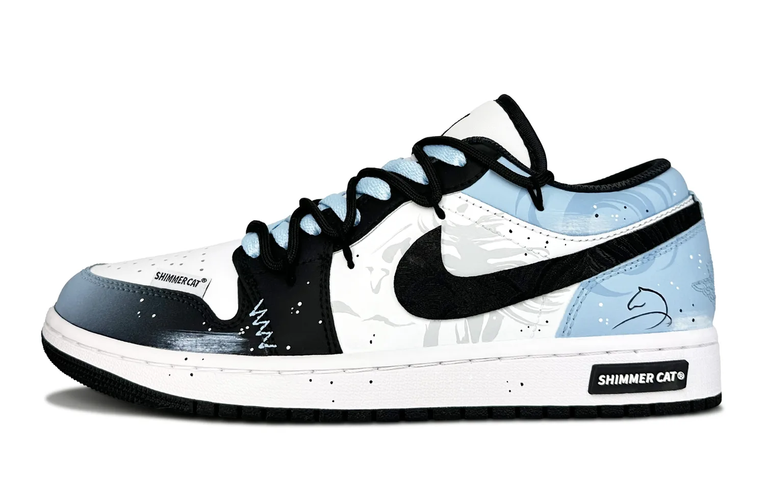 Air 1 Sprinting, Shimmery Cat, Horse Year Limited Edition, амортизирующие, износостойкие низкие кроссовки Jordan, Blue White-Premium Shopping Bag — фото 3