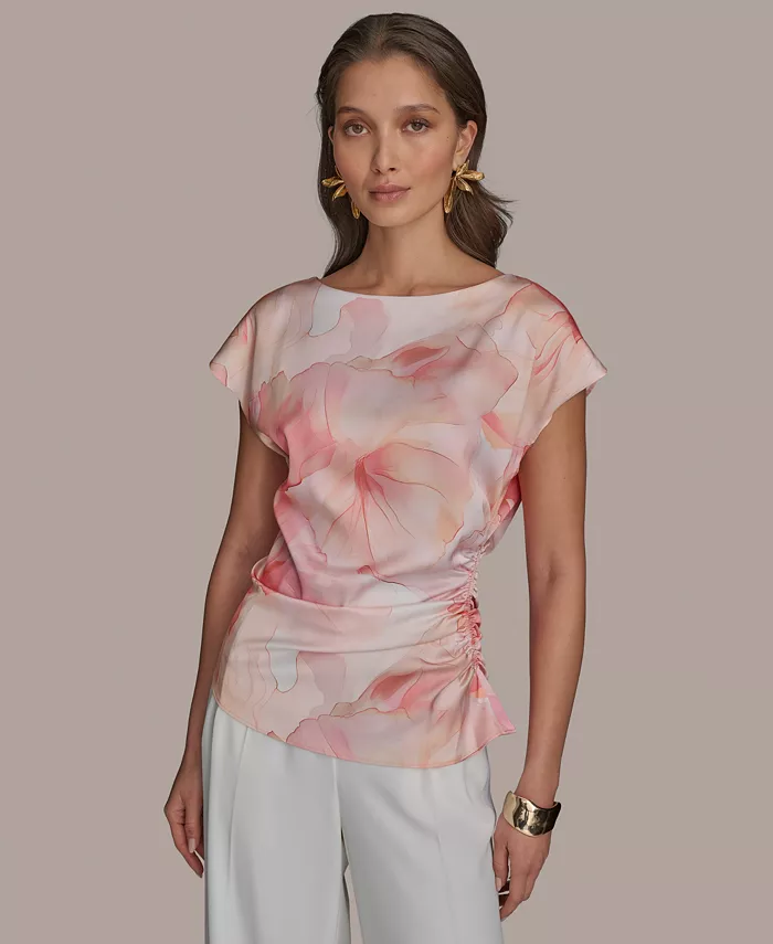 

Женская блузка с коротким рукавом и принтом Donna Karan New York, оранжевый