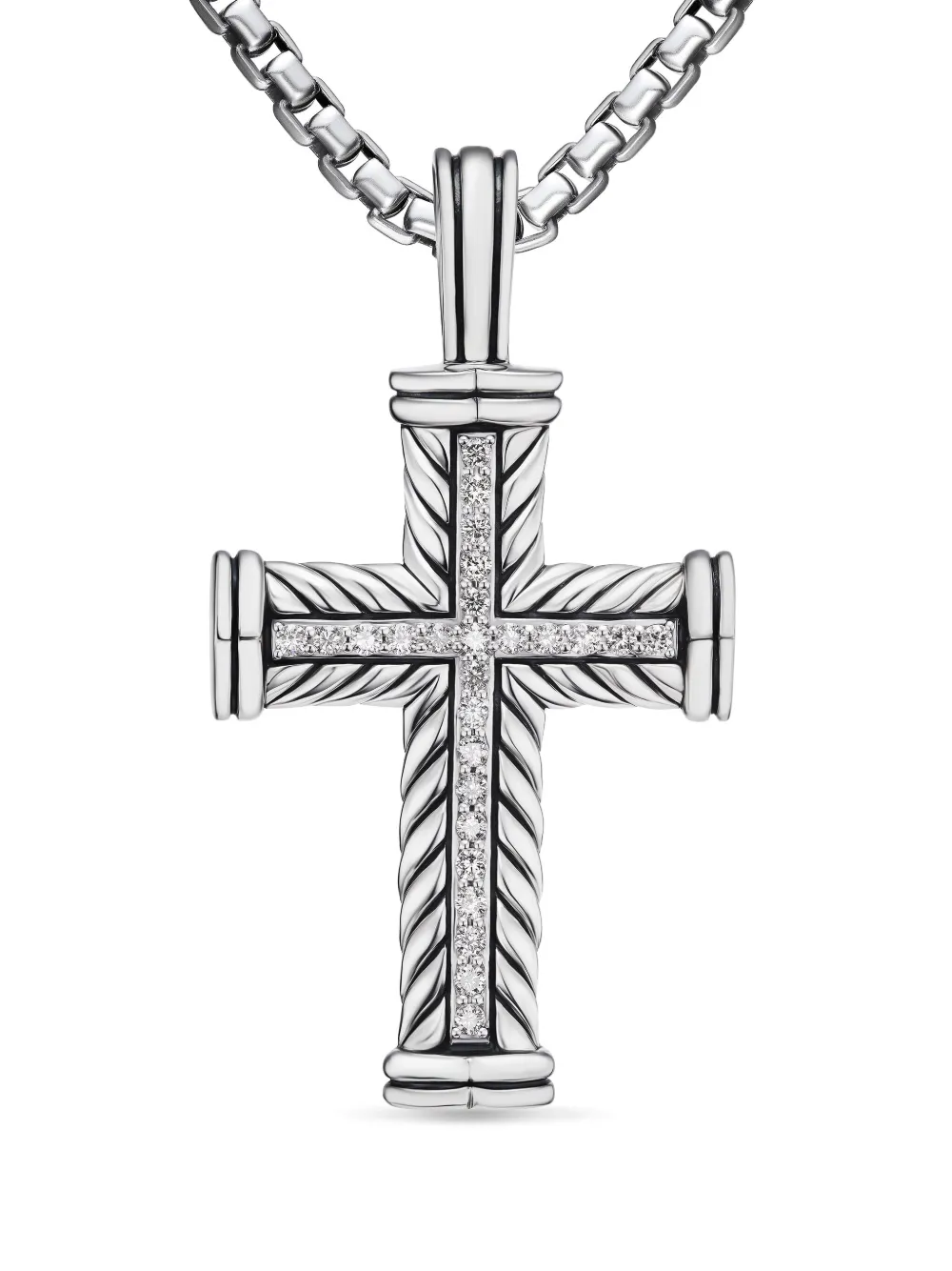

Серебряная подвеска Chevron Cross с бриллиантами (41.7 мм) David Yurman, серебяный