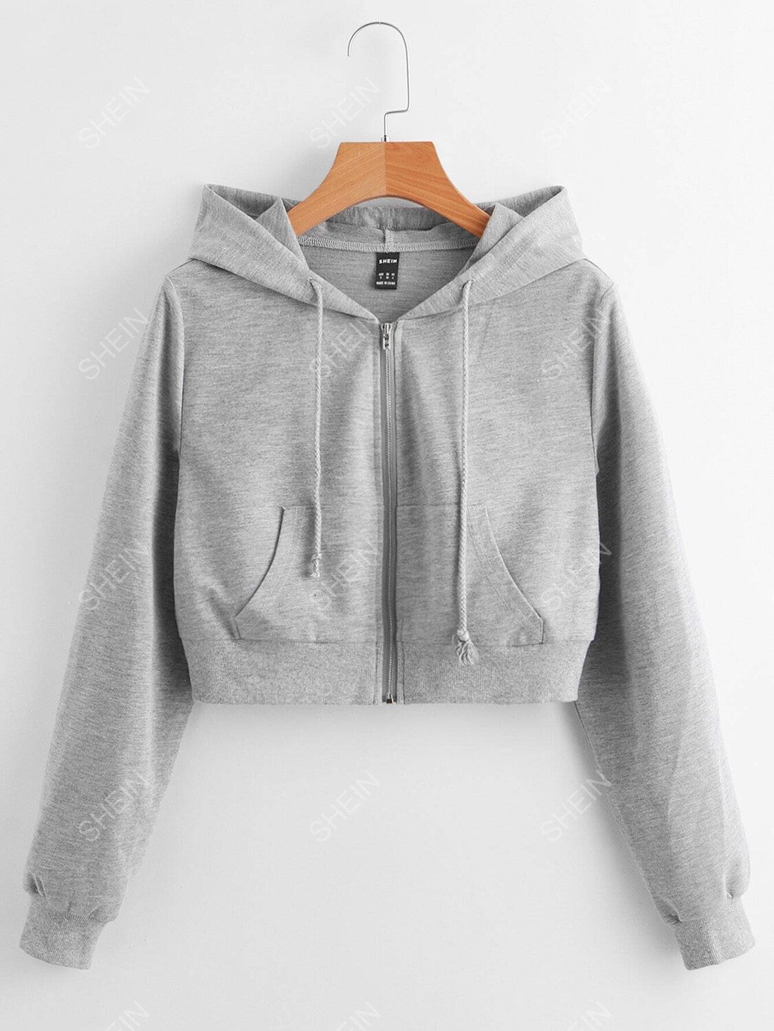 

EZwear Толстовка, застежка-молния, кулиска Shein, светло-серый