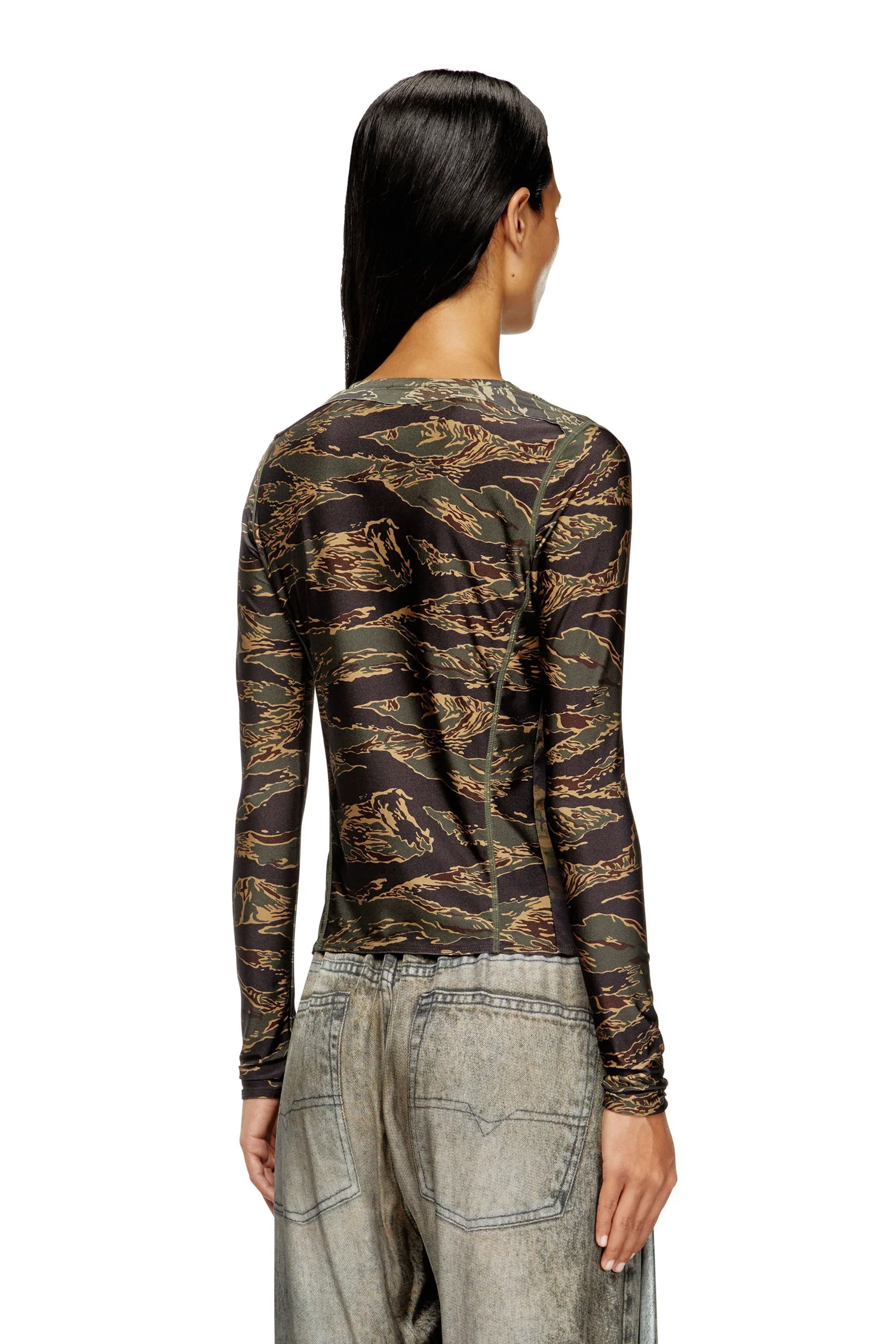 Женская футболка с длинным рукавом T-AFRY Diesel, camouflage — фото 3