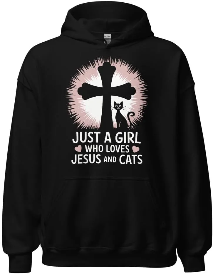 Худи Christian Cat Lovers Unisex, Just A Girl Who Loves Jesus And Cats Generic, черный
