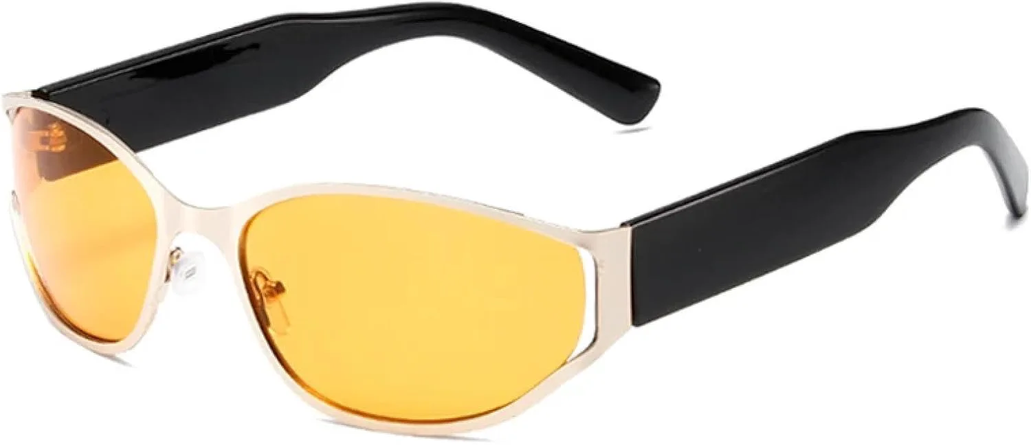 

Ретро овальные солнцезащитные очки для женщин, модные градиентные очки с защитой от УФ-излучения UV400, мужские желтые солнцезащитные очки WNCKSQ, Golden Black Yellow