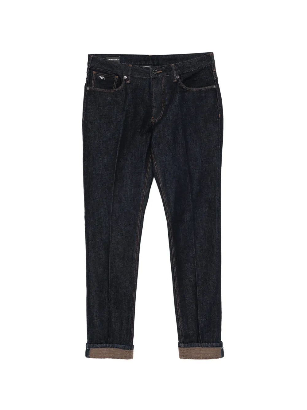 

Джинсы с пятью карманами и нашивкой с логотипом Emporio Armani, синий