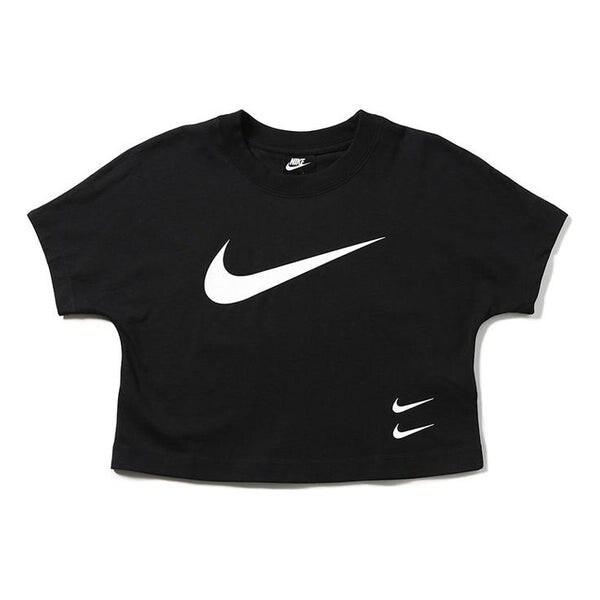 

Футболка спортивная одежда с логотипом swoosh повседневная короткая футболка Nike, черный