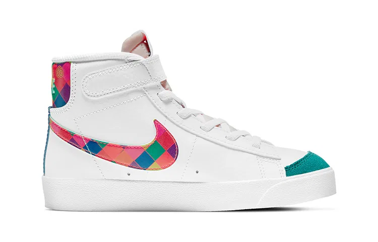 Детские кроссовки для скейтбординга высокие Blazer Mid '77 CNY с принтом Nike, White Red Green — фото 3