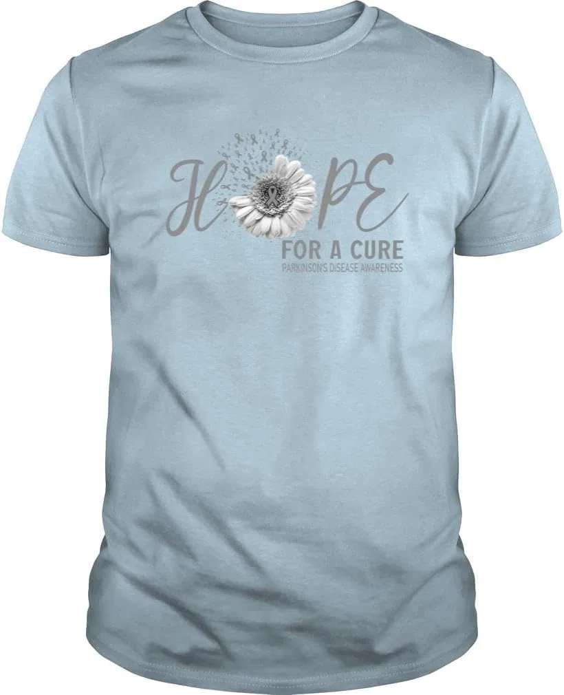 Мужская футболка хлопковая с принтом Hope for A Cure, светло-синий