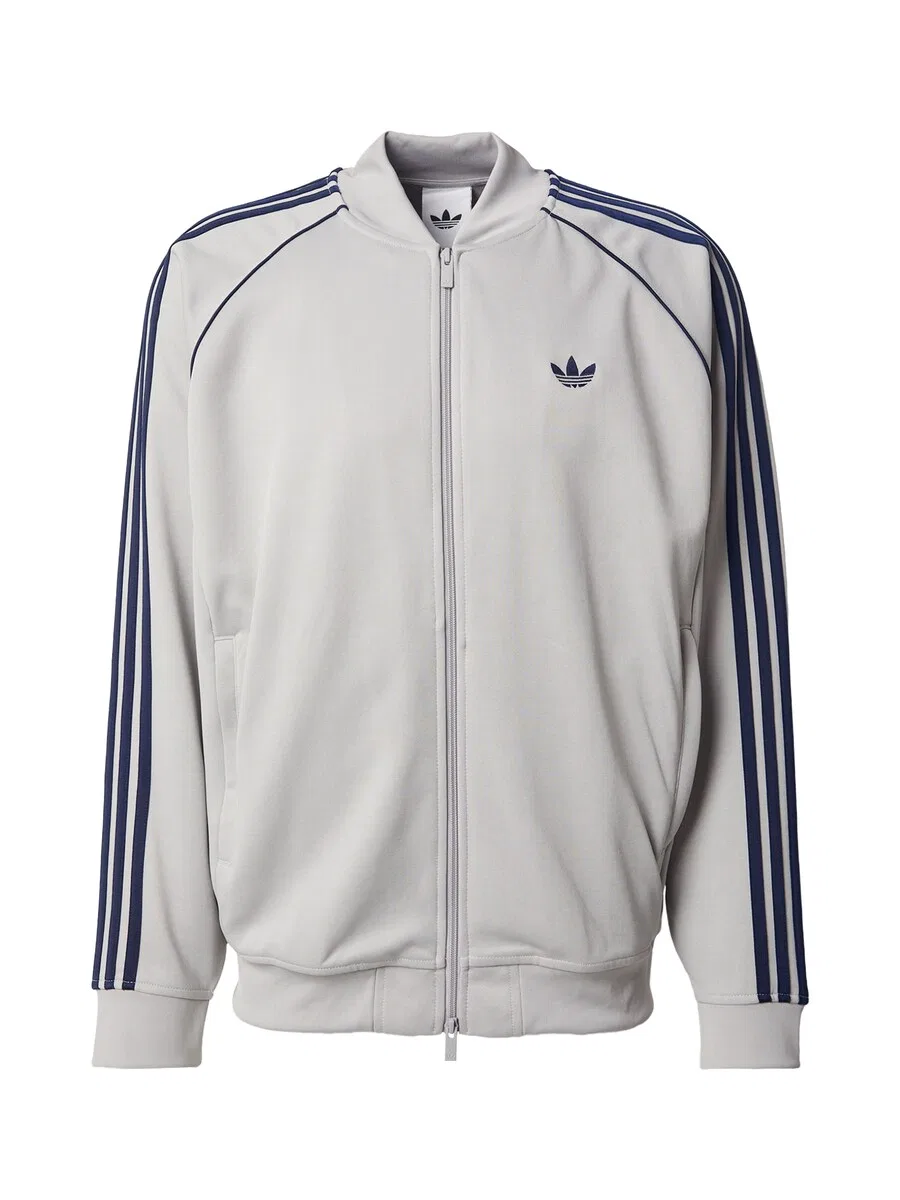 Худи на молнии ADIDAS ORIGINALS 'SST' серо-бежевого цвета