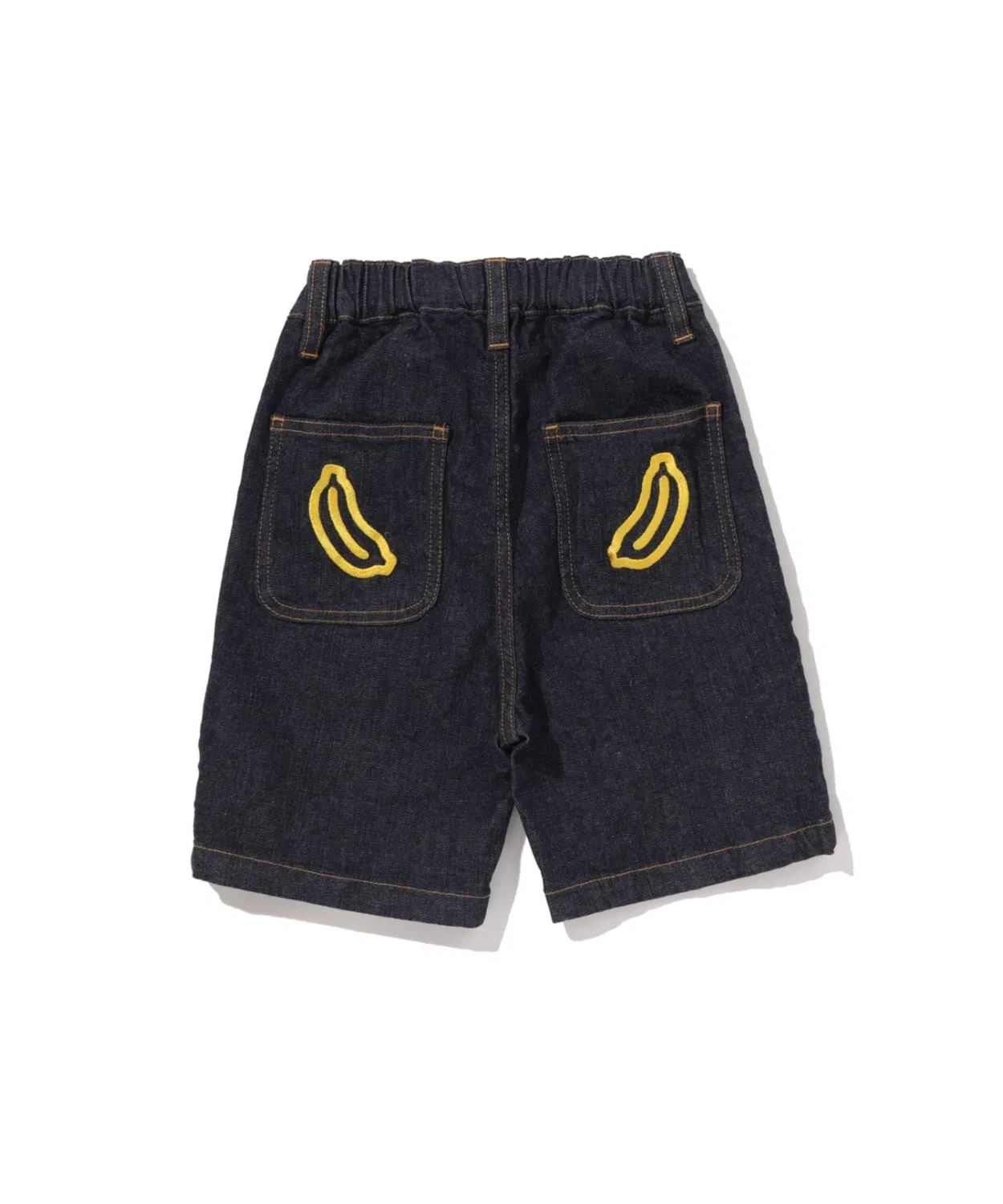 Детские джинсовые шорты с принтом BABY MILO 10 OZ DENIM SHORTS A BATHING APE, Indigo Blue — фото 2