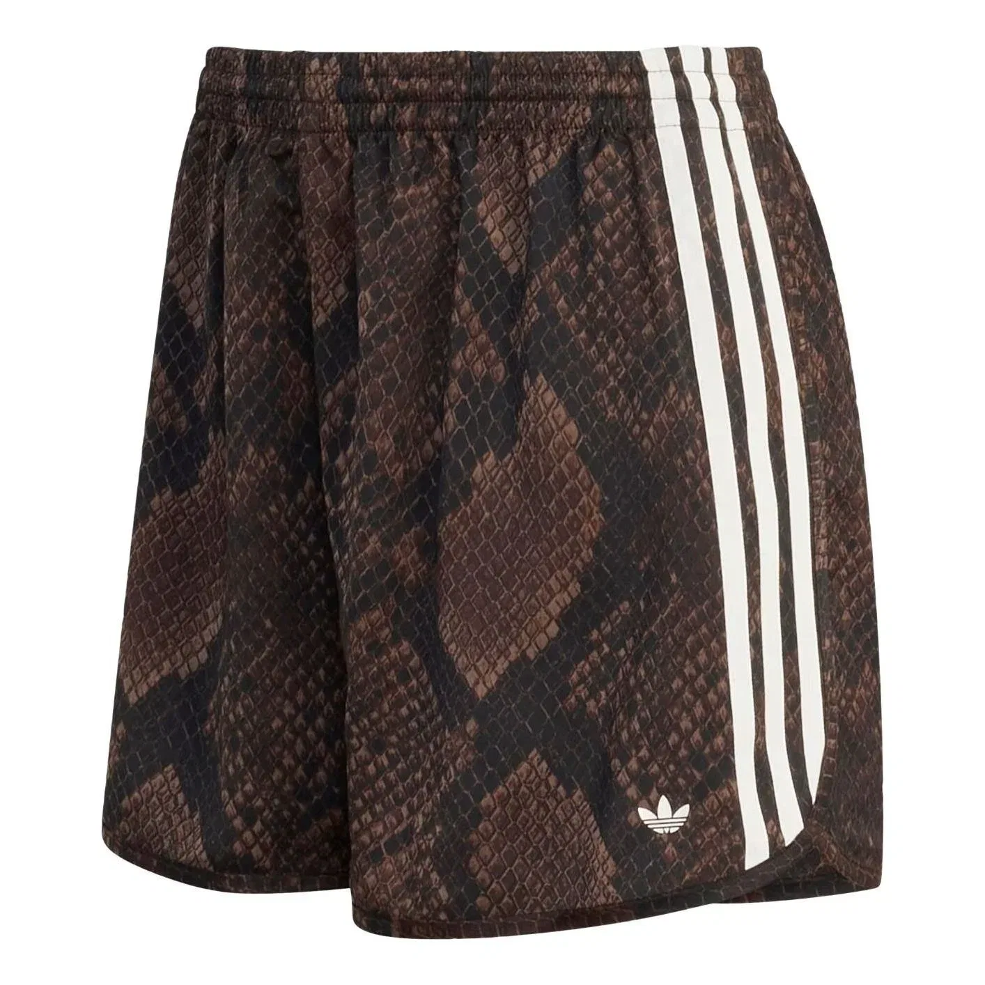Женские шорты с принтом Adidas Snake Print Satin, коричневый