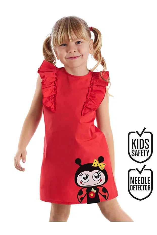 Детское платье для девочек с воланами Denokids, Red