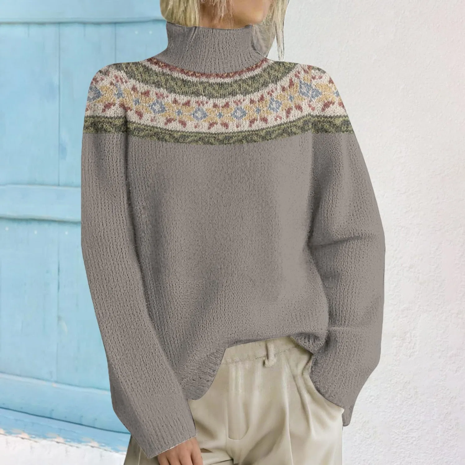 Женский свитер с жаккардовым узором Norwegian Women Sweater, 001 Dark Gray — фото 2