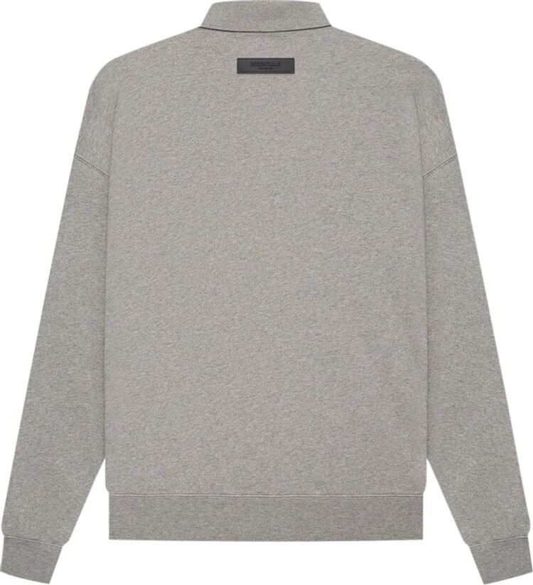 Лонгслив Fear of God Essentials Long-Sleeve Polo 'Dark Oatmeal', серый — фото 3