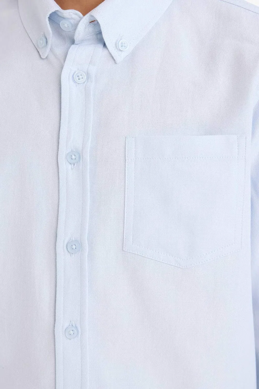 Рубашка с длинным рукавом Regular Fit Oxford Defacto, синий — фото 4
