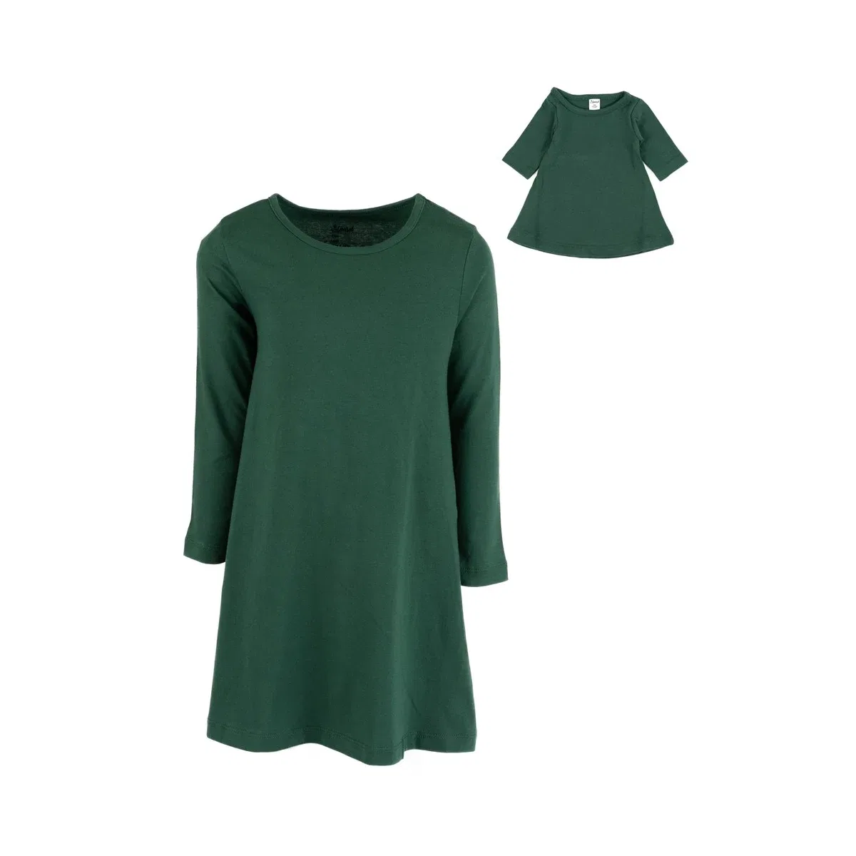 Детское платье для девочек хлопковое с кукольным платьем Girl and Doll LEVERET, Green
