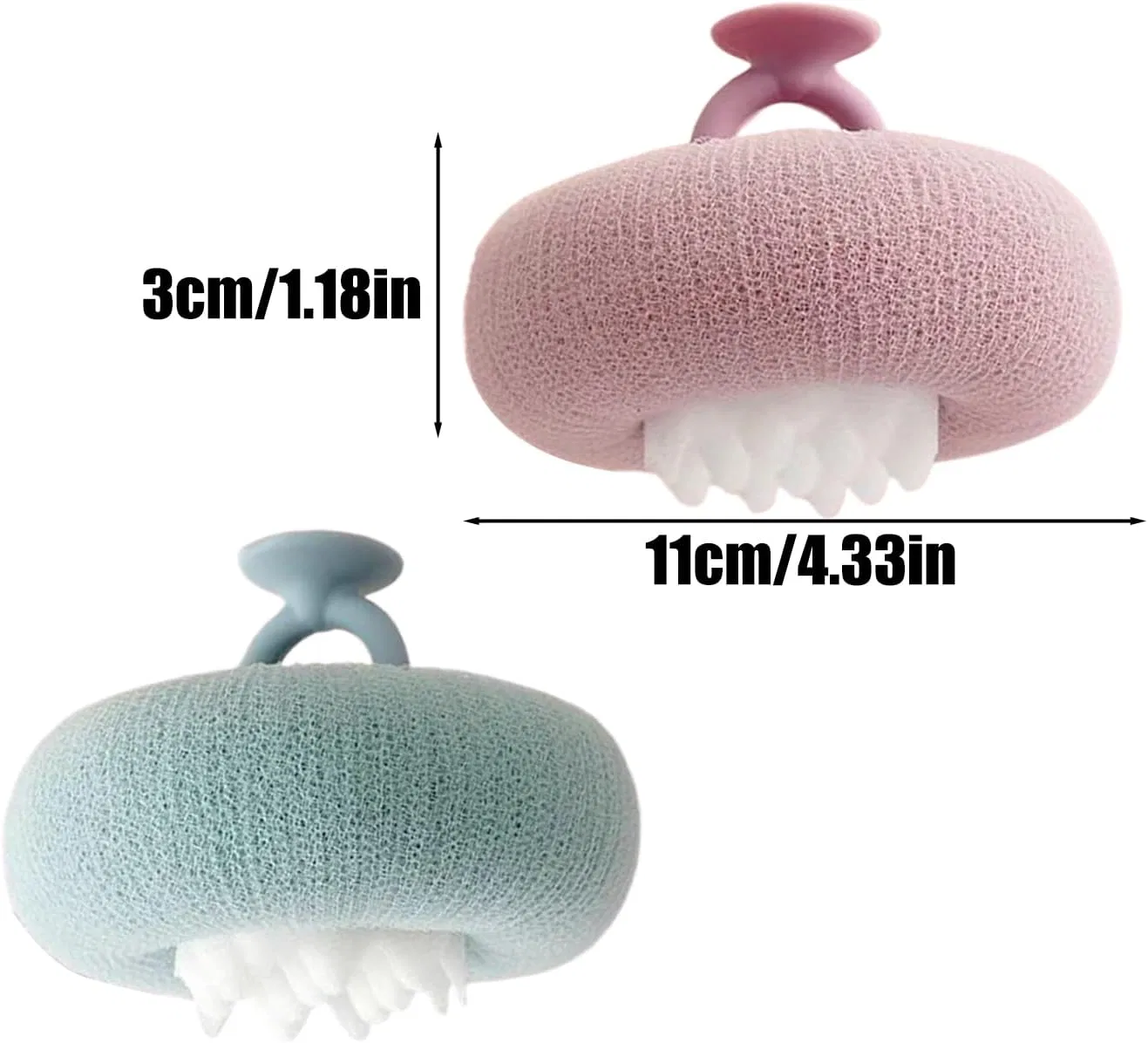 Мочалка для тела 2-в-1, Generisch, 2 шт, 11x11x3 см, Violett und Blau — фото 2