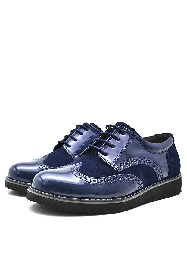 Детские классические туфли для мальчиков из лаковой кожи Hidra Rakerplus, Navy Blue — фото 4