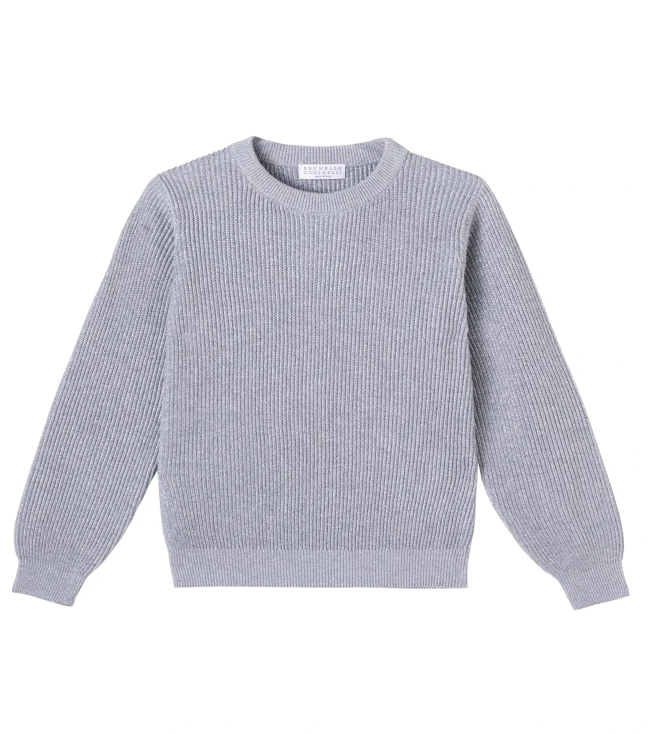 Джемпер в рубчик Brunello Cucinelli Kids, серый