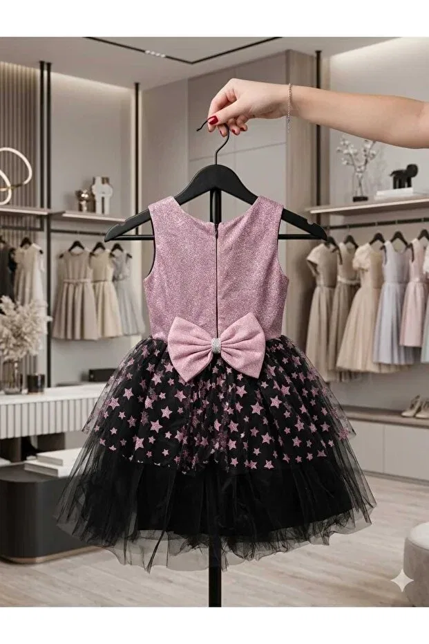 Детское платье для девочек с принтом Starry Silvery Love Model Hilal Akıncı Kids, Purple — фото 4